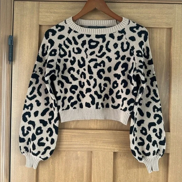 House Of Harlow 1960 x Revolve Leopard Callum Crewneck Sweater Women’s size XS - Picture 2 of 12